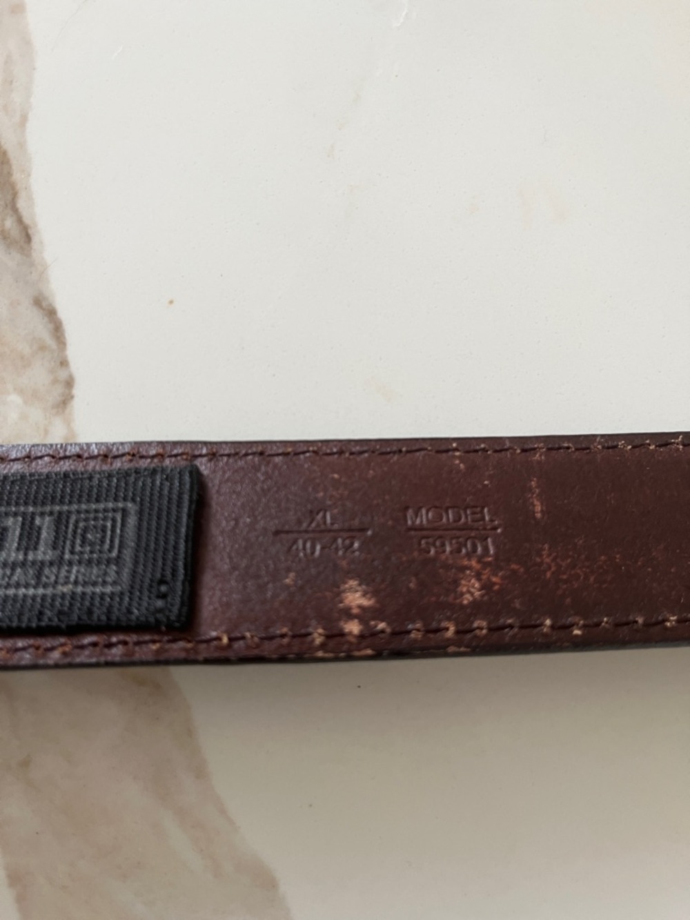5.11 Tactical Series Classic Dark Brown Leather Belt with Brass Buckle - 40/42 - Picture 8 of 8
